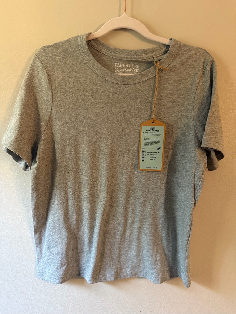 Faherty- Sunwashed Collection Heather Gray Short Sleeve Crew Tee